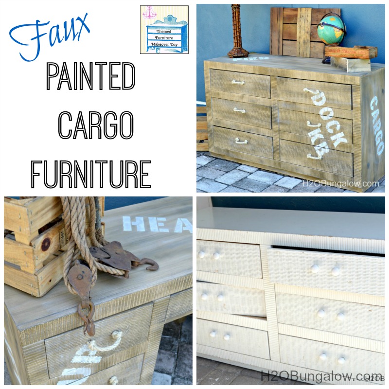 Faux painted cargo furniture tutorial to get an aged pallet look on furniture H2OBungalow