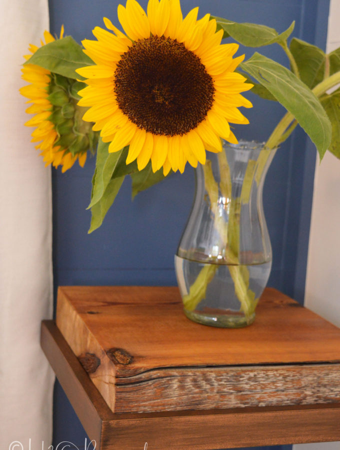 DIY tutorial to make a repurposed metal and wood side table from an old gold glass table into a wood and metal contemporary or rustic side table. Find over 450 DIY home decor and home improvement tutorials at H2OBungalow