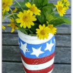 DIY easy patriotic mason jars add charm to any picnic, event or indoor red white and blue decor! H2OBungalow.com