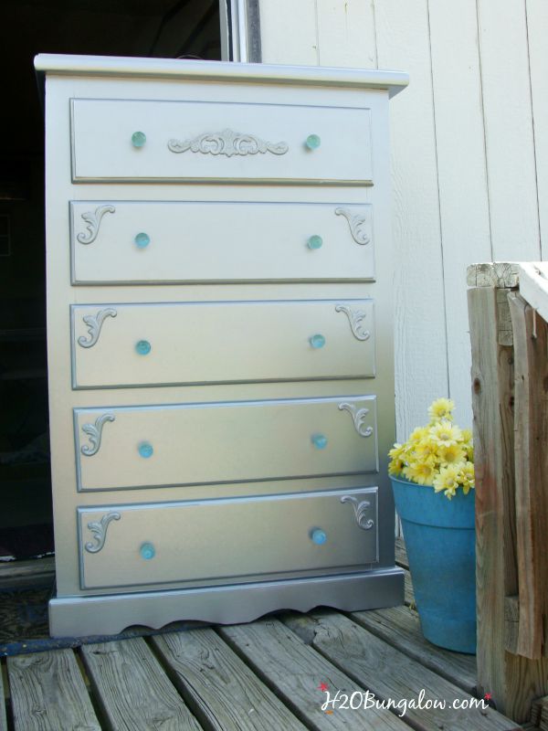 Glam dresser makeover with wood apliques H2OBungalow