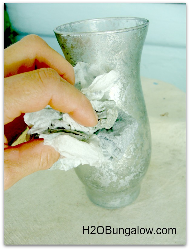applying layers of paint for faux mercury glass