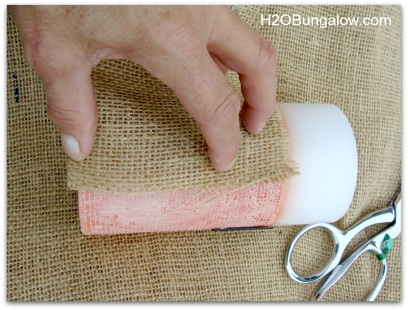 How to wrap candle with burlap for candle decorating