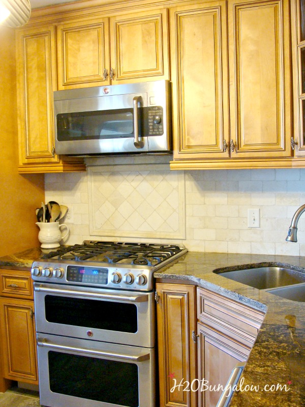 stove and microwave shown in kitchen