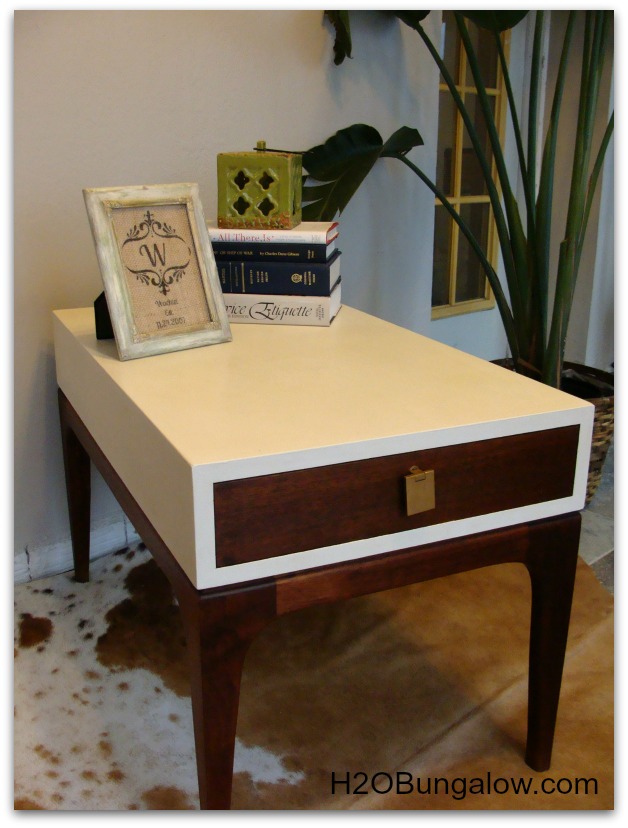 Finished picture of midcentury end table makeover 