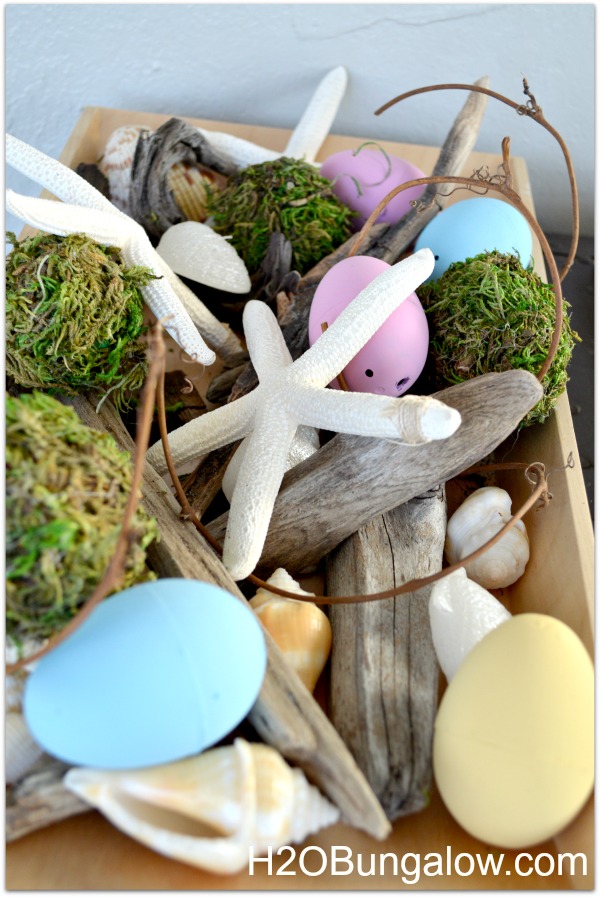 plain Easter eggs painted with starfish
