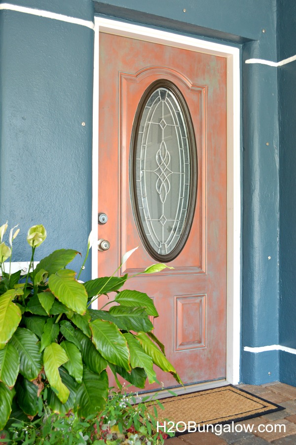 DIY faux painted copper front door 