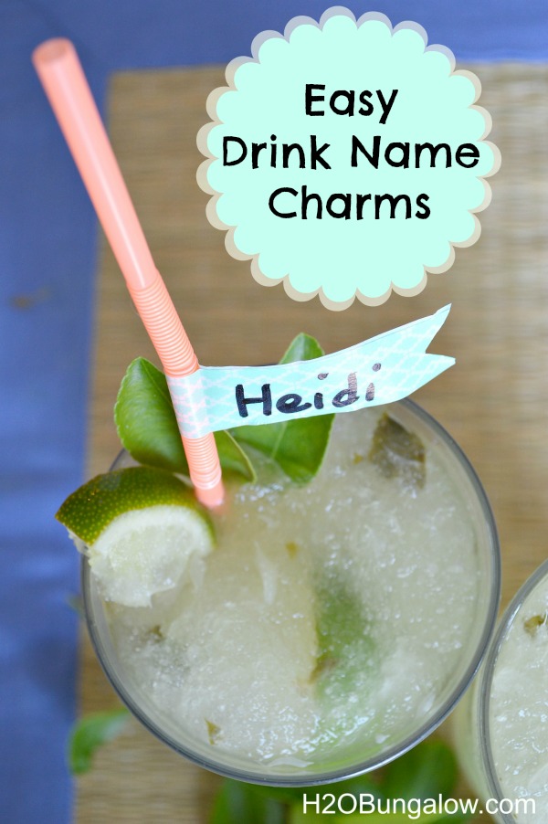 Easy-Drink-Name-Charms-Labels-H2OBungalow #washitape #Drinkcharms