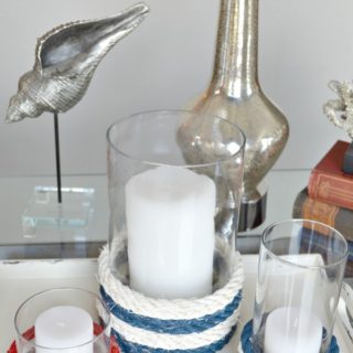 patriotic and nautical, these red white and blue rope candle holders look gret year round H2OBungalow