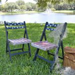 Americana Patriotic Decoupage Vintage Folding Chairs with a tutorial on how to transfom plain old wood chairs-H2OBungalow