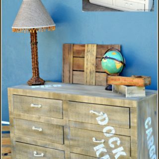 How to faux paint furniture to look like it's fresh off a cargo ship. Simple step by step tutorial. www.H2OBungalow.com