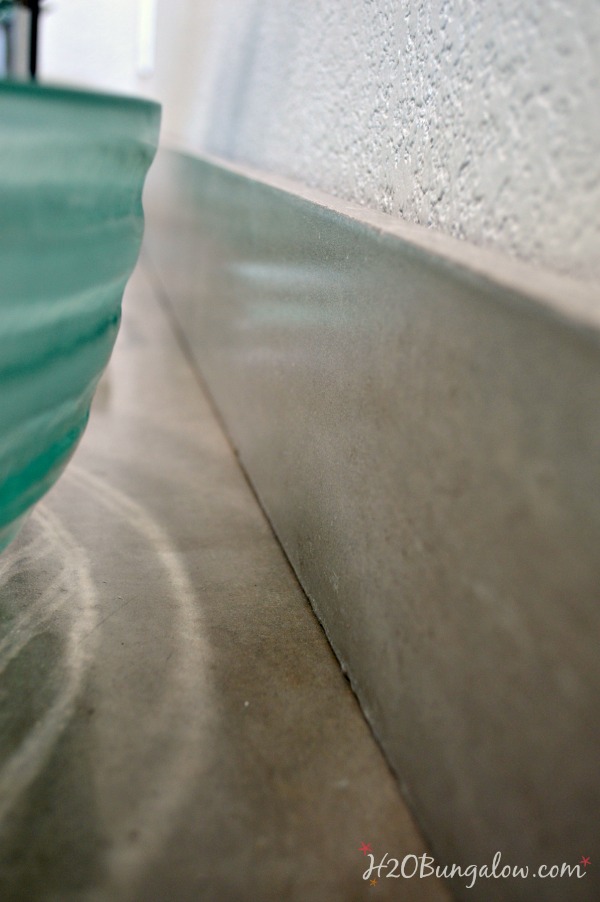 Backsplash on DIY concrete countertop H2OBungalow