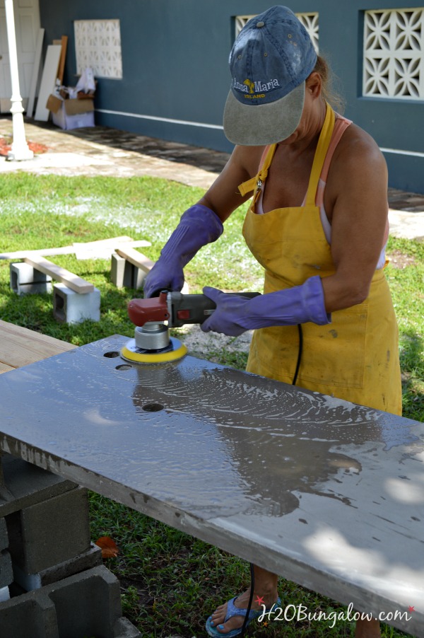 wet polishing concrete counter