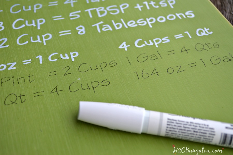 DIY Tutorial to make this measuring cup and spoon that hangs in the kitchen cabinet looks adorbale and keeps everything organized and easy to reach www.H2OBungalow.com