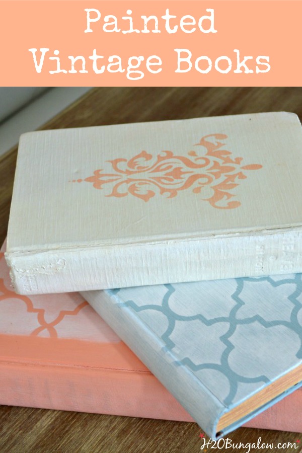 Chalk painted vintage waxed books tutorial and 9 more fantastic DIY projects for Earth Day H2OBungalow.com