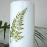 10 minute easy DIY fern image candle. Update your decor with trendy ferns. It's easy to add images to candles with this method. H2OBungalow