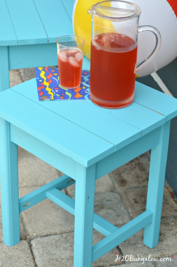 Easy DIY patio table plans and tips to build Aiderondack style wood outdoor tables for about $10 each. Detailed instructions and links to tools used