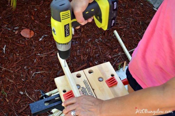 Drill holes first with a small drill bit and then a larger one H2OBungalow