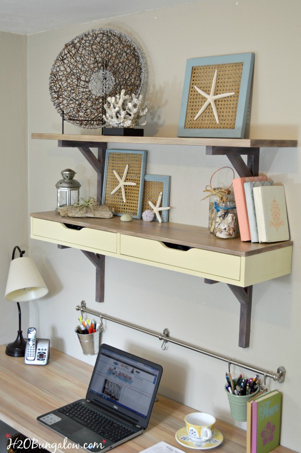 Ikea melamine desk makeover with decoArt Chalky Finish Paint by H2OBungalow