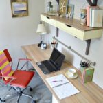 Ikea desk makeover with faux wood grain top using DeoArt Chalky Finish Paint -H2OBungalow #tutorial #paintedfurniture