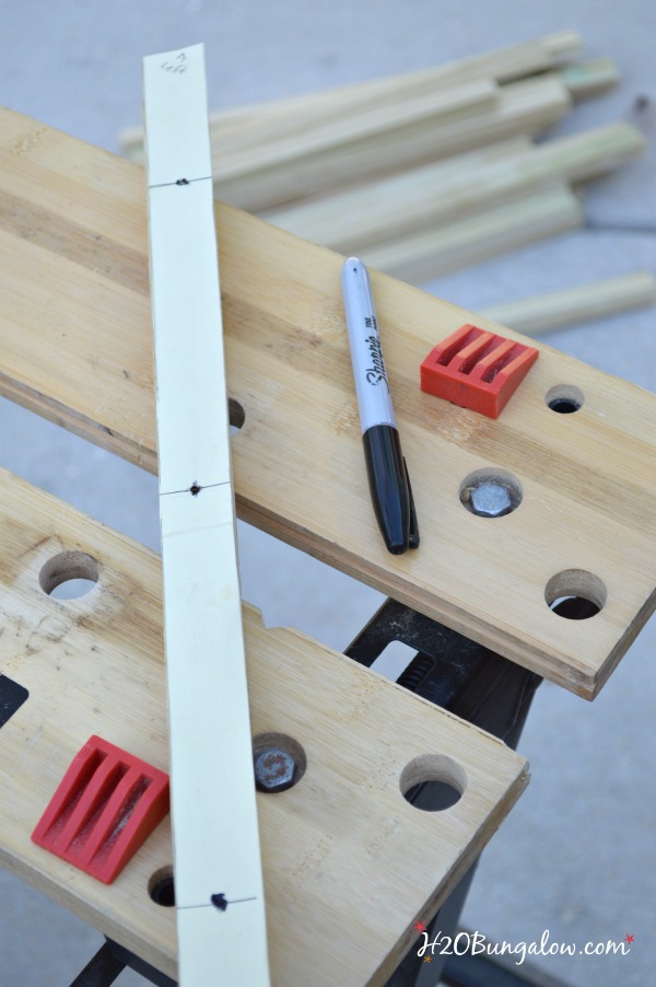 make template for drill holes in diy wood slat doormat H2OBungalow