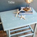 Starfish stenciled side table for the monthly Themed Furniture Day #paintedfurniture
