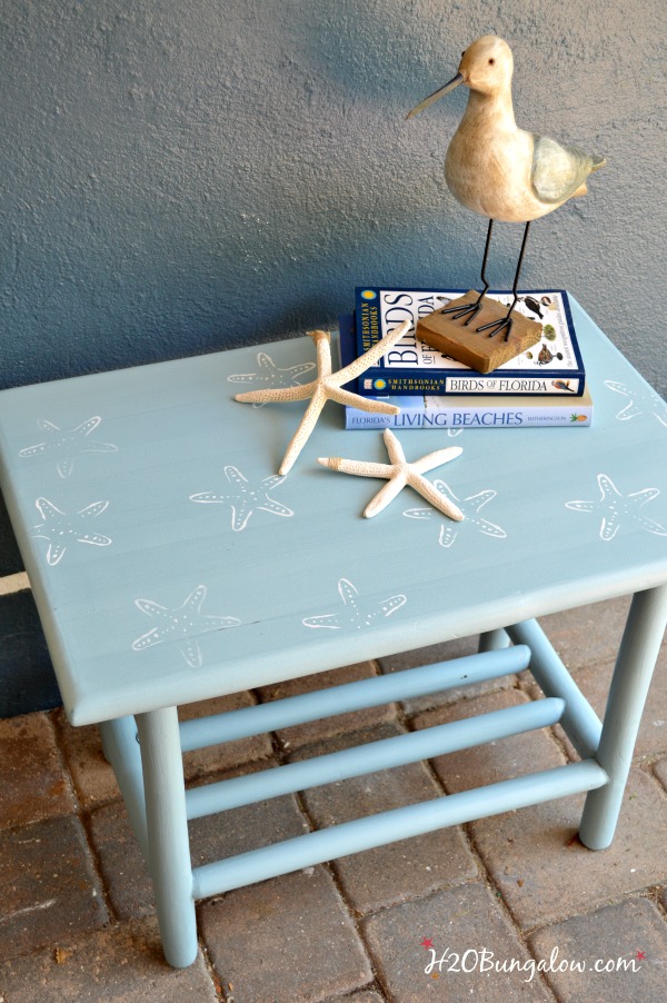 Starfish-painted-stenciled-side-table-H2OBungalow