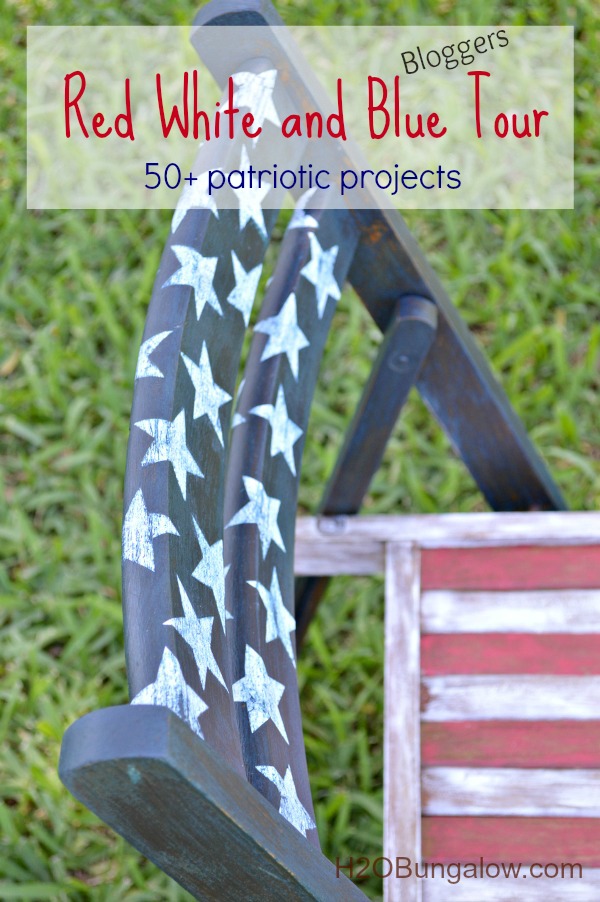 Red white and blue DIY patriotic bloggers tour, 50+ projects you can do today H2OBungalow #patriotic 