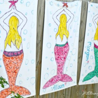 Tie dye mermaid beach towels and tutorial by H2OBungalow