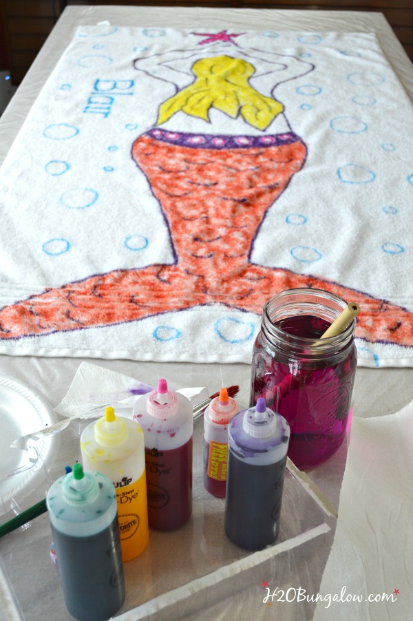 Tie dye mermaid beach towel is easy to make H2OBungalow