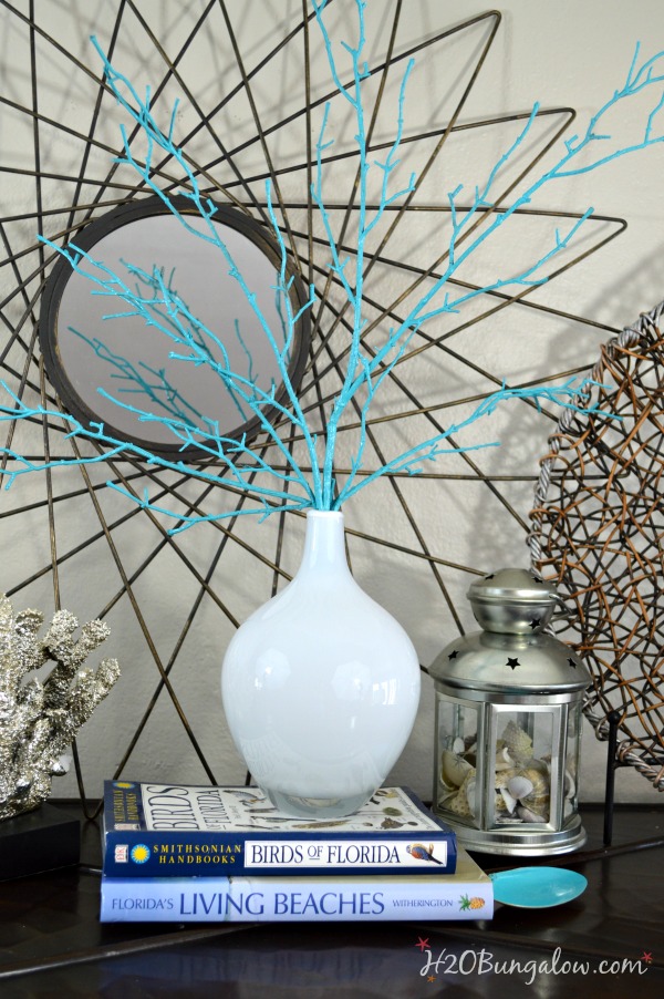 ZGallerie inspired coral spray in white milkglass DIY coastal decor by H2OBungalow #coastaldecor 