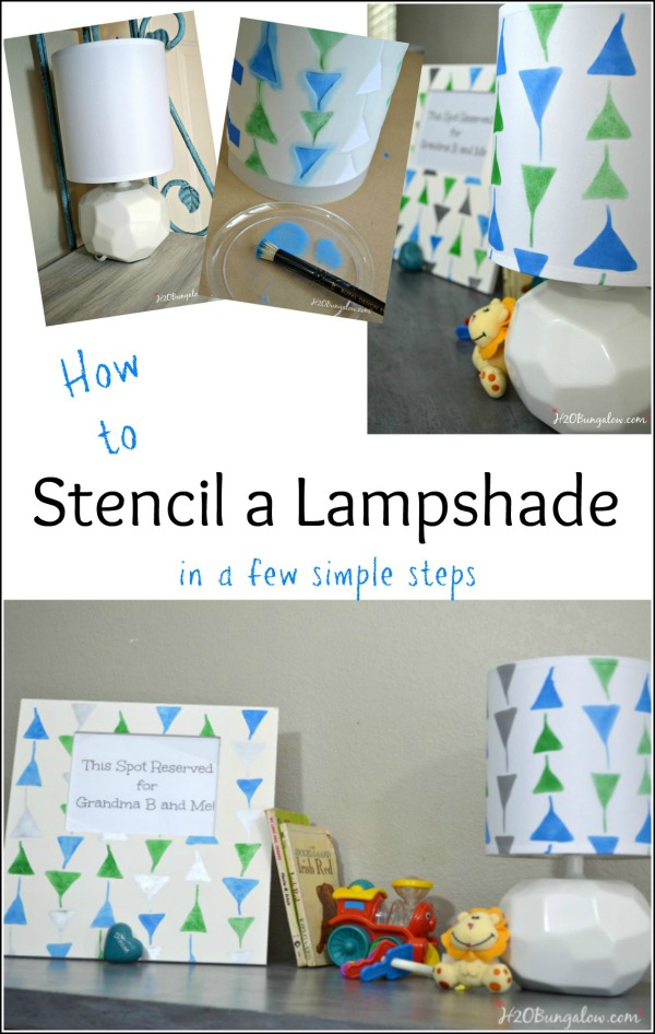 How to stencil a lampshade in a few easy steps.  simple tutorial by H2OBungalow
