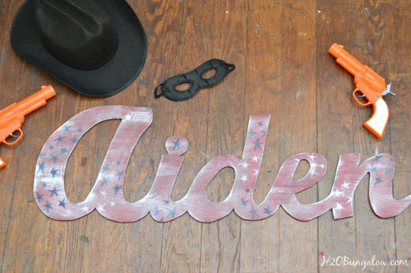 DIY cut out wooden name tutorial with step by step instructions. Create a wooden name or word cut-out for less than $5! You can do this! H2OBungalow #woodcrafts #toolproject