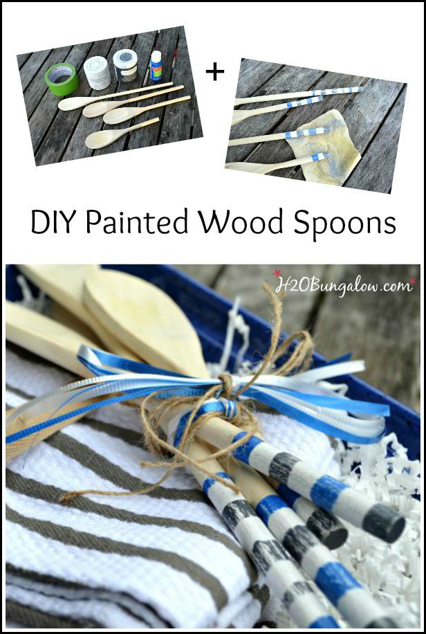 Make these simple DIY painted wood spoons and add to a gift basket for a special finishing touch www.H2OBungalow