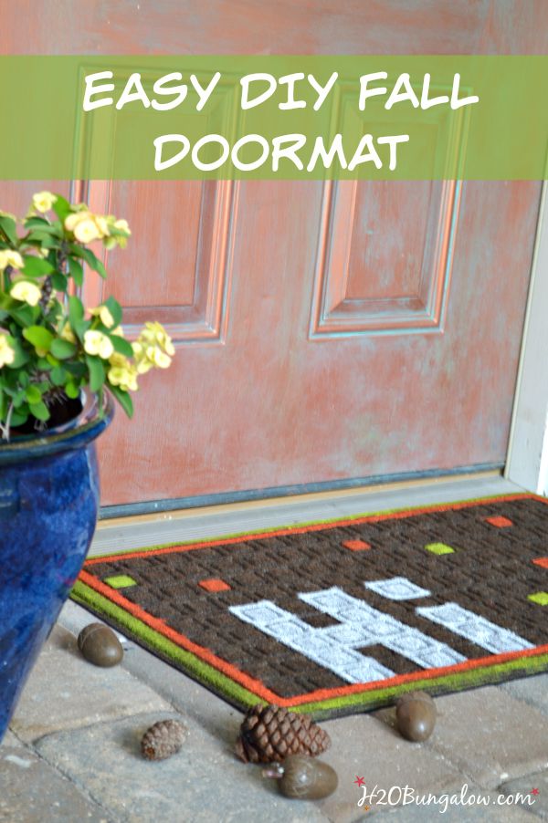 Transition into fall with this easy DIY fall doormat project www.H2OBungalow.com #fall