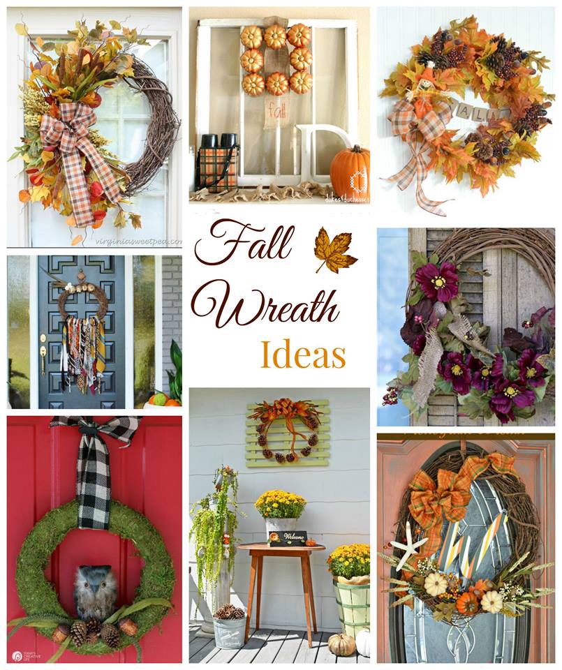 Make a simple and festive fall wreath this year. See 32 fall projects for mega awesome fall inspiration in wreaths, mantels, tablescapes and fall crafts in the Fall Ideas Tour. www.H2OBungalow.com #Fall "Falldecor #FallIdeasTour