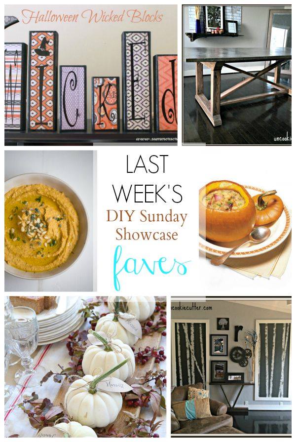 This weeks DIY Sunday Showcase features are packed with outstanding home decor and a few treats for pumpkin lovers as well.