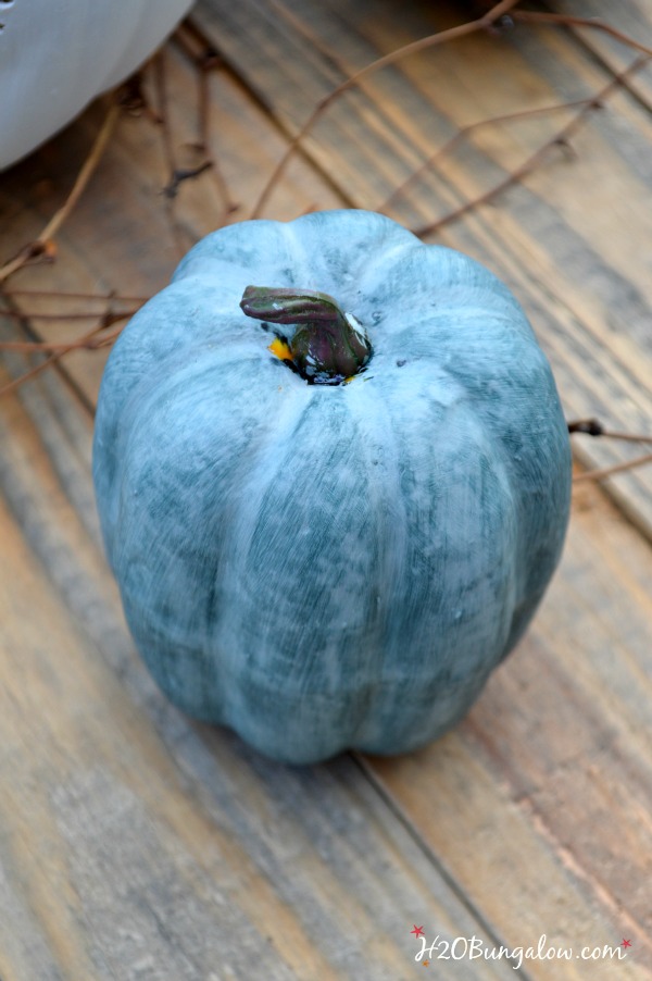 Coastal drilled pumpkin with a seahorse. Easy tutorial for real or faux pumpkins. H2OBungalow #Coastal #pumpkin