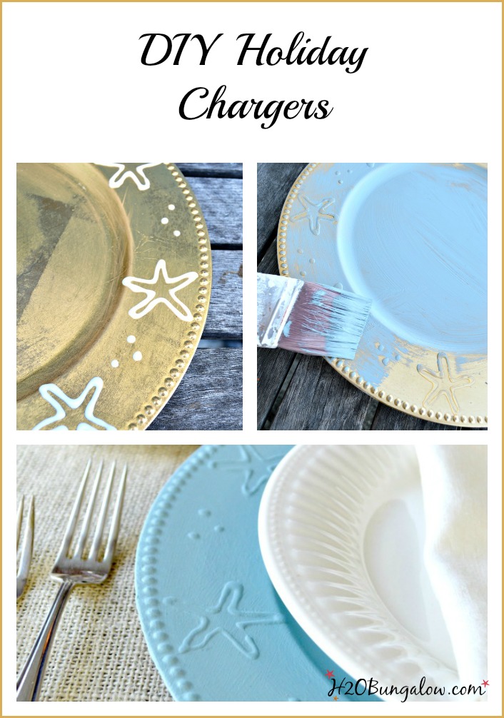 DIY table chargers are an easy project that add character and style to tabletop decor. Inexpensive and durable these are great year round. www.H2OBungalow #tabletopdecor