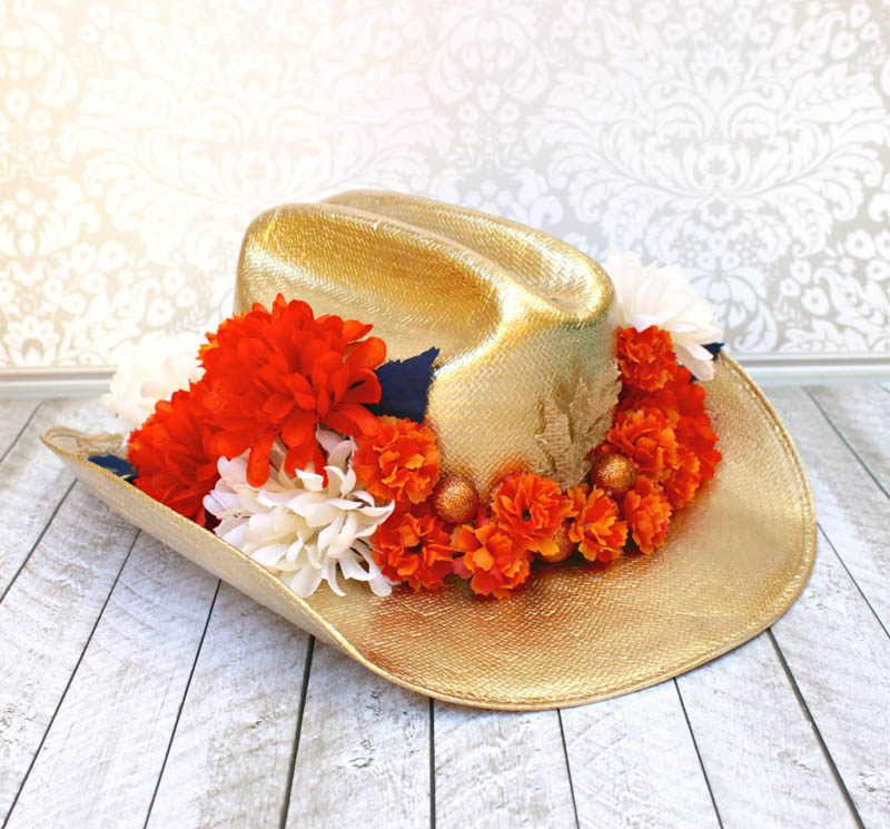 Cowboy hat with fall floral all around the brim
