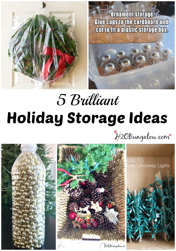 5 brilliant ways to organize and pack holiday decorations. These tips save valuable space and time when next year rolls around. www.H2OBungalow.com