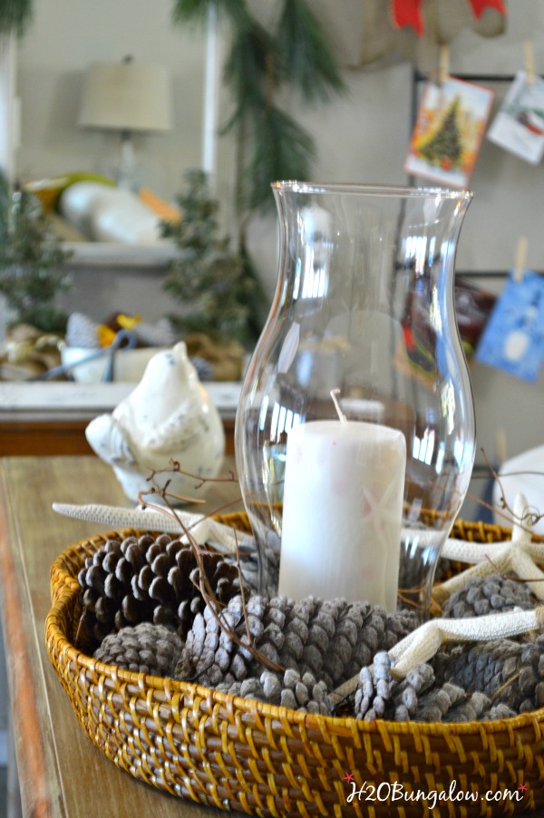 Simple DIY for a gorgeous sun washed look. Get an easy bleached pinecones look without using bleach (it doesn't work well anyway). Using just a few items from your craft supply. H2OBungalow.com 