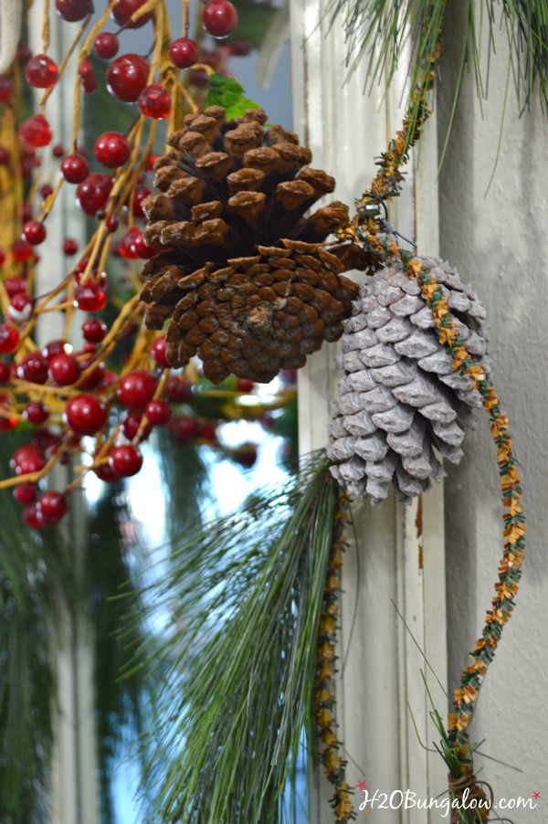 Simple DIY for a gorgeous sun washed look. Get an easy bleached pinecones look without using bleach (it doesn't work well anyway). Using just a few items from your craft supply. H2OBungalow.com 