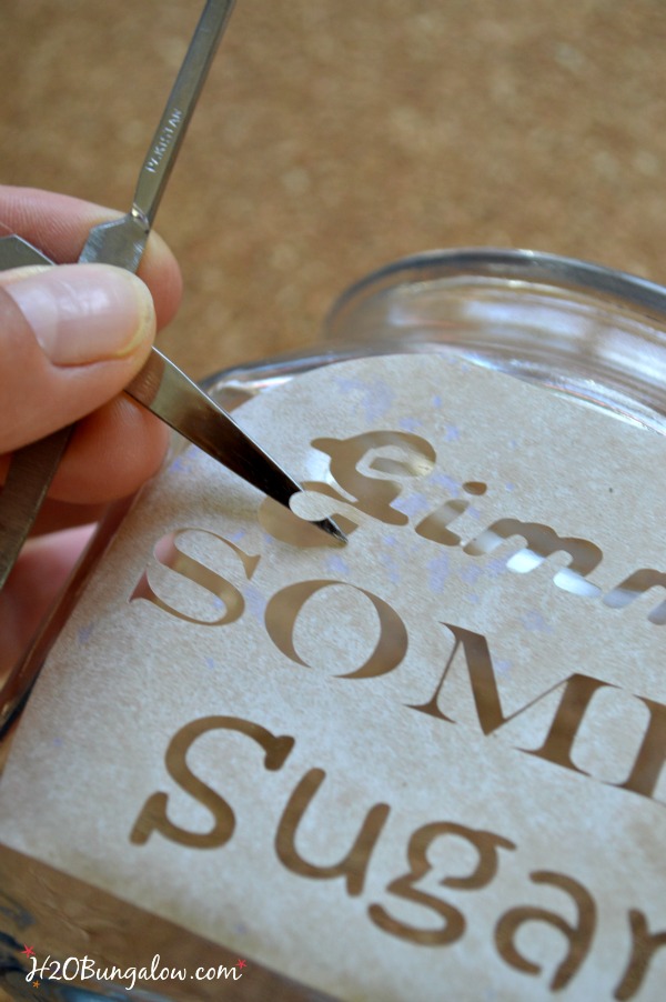 DIY etched glass coffee station canisters are smart space savers in a small kitchen. Serve and store canisters always look great in the pantry or on the counter! Click through to the ultimate organization Tour for this and may other cleaning and organization projects you'll love H2OBungalow.com #organize