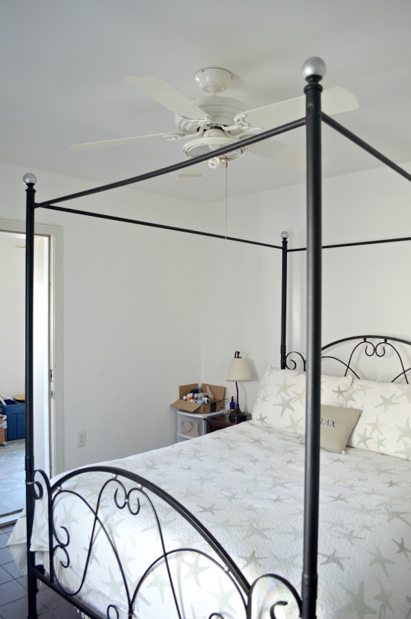 The big reveal. Budget DIY coastal master bedroom makeover ideas that are easy to do, easy on the budget and make a big impact. Links to all the projects and tutorials used in this fabulous makeover. Smart ideas for small room decorating too! - H2OBungalow