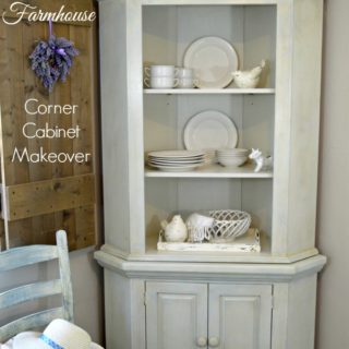 French farmhouse corner cabinet makeover with Amy Howard New Toscana Paint Finish Tutorial by H2OBungalow