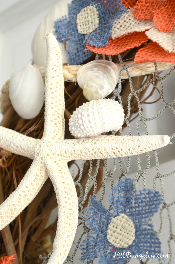 DIY Coastal Burlap Flower Wreath Tutorial - H2OBungalow