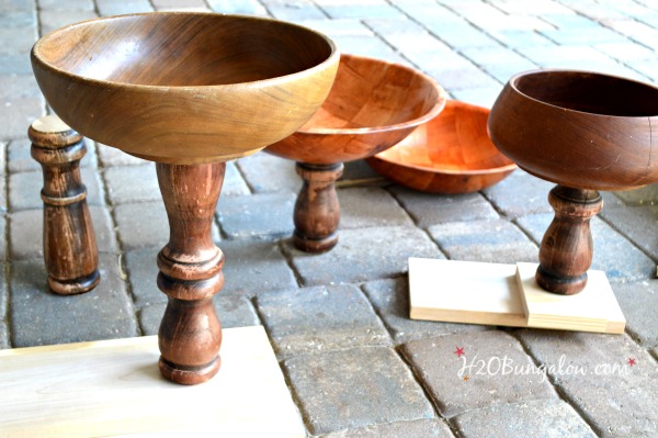 Fit wood bases on DIY pedestal bowls H2OBungalow