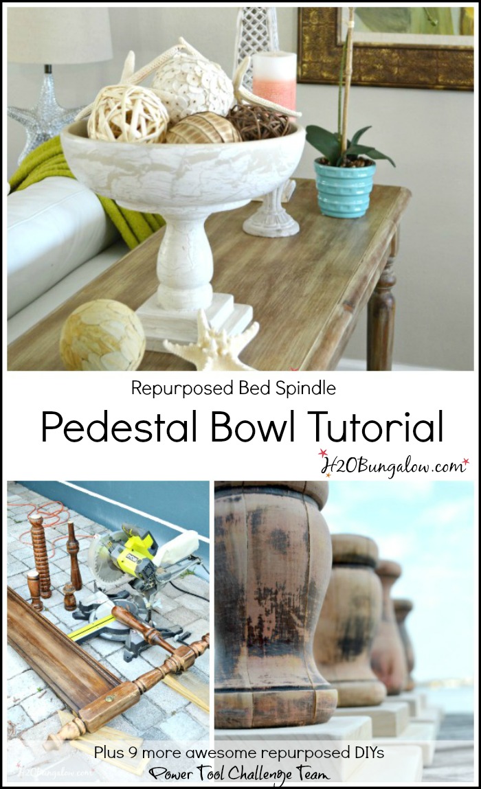 Repurposed Bed Spindle Pedestal Bowl Tutorial For Power Tool Challenge Team by H2OBungalow