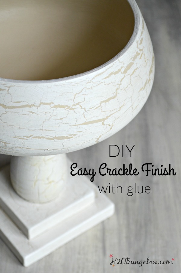 Simple tutorial to make a DIY crackled finish using glue. Any cheap white Elmers glue knock off will work. Simple steps and great results. H2OBungalow