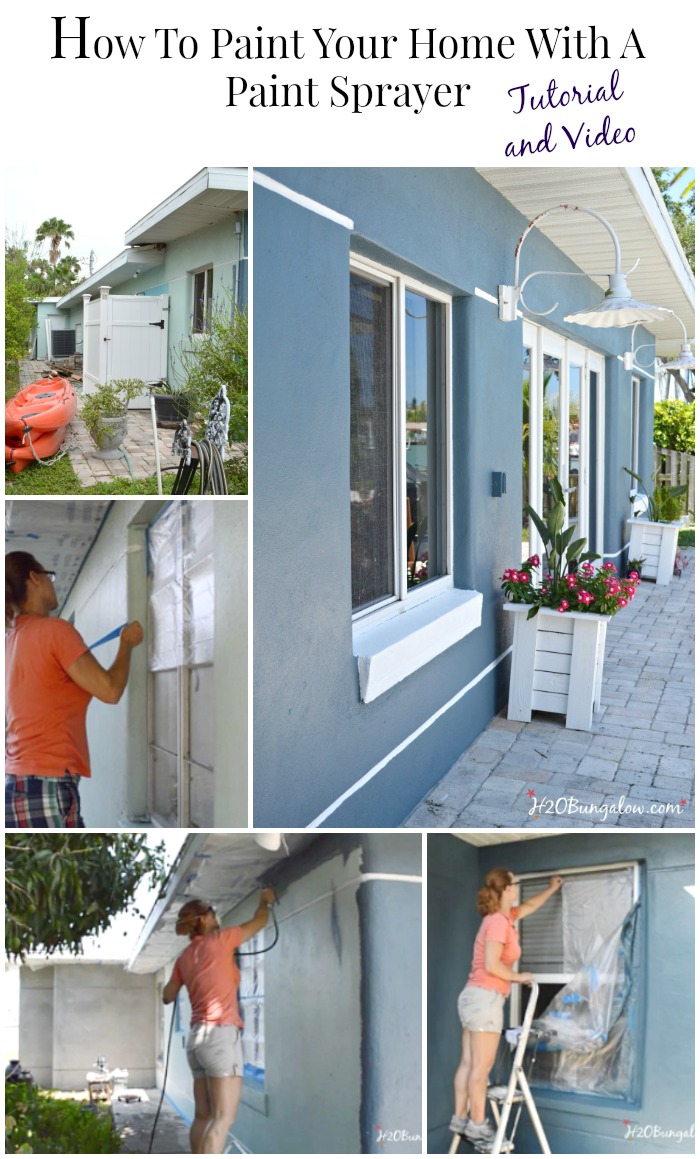 How to paint your home using a paint sprayer tutorial and video. Easily paint the outside of your home and save a lot of cash! H2OBungalow 